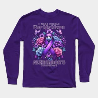 I Wear Purple for My Mom Alzheimer's Awareness Flowers Long Sleeve T-Shirt